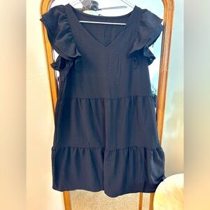 Black Ruffled Short Dress